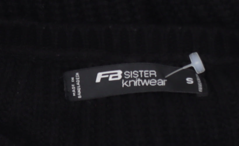 FB Sister Women’s Black 'Sparkle' Chunky Knit Pullover Jumper Size S