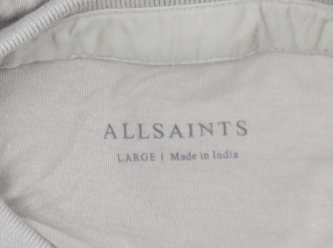 AllSaints Men's Beige Polo Shirt Size L Cotton Short Sleeve