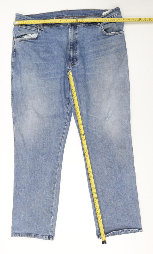 Mens UK Size 44 Wrangler Regular Fit Straight Blue Jeans