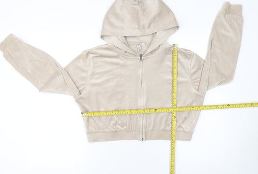 Womens UK Size 14 H&M Beige Full Zip Hoodie