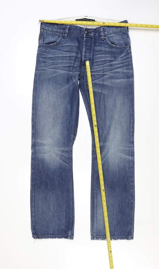 Mens UK Size M French Connection Regular Fit Straight Blue Jeans