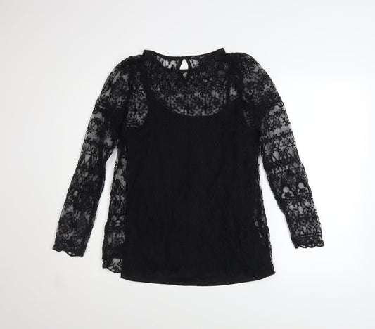 Womens UK Size 10 F&F Black Camisole Blouse