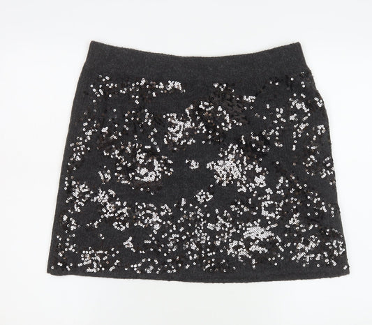 River Island Women's Grey Sequin Mini Skirt Size L Party Wear