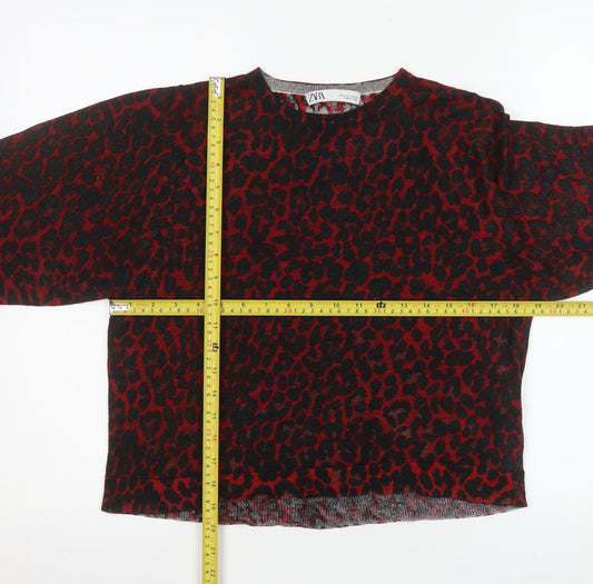 Womens UK Size S Zara Red Tunic Blouse