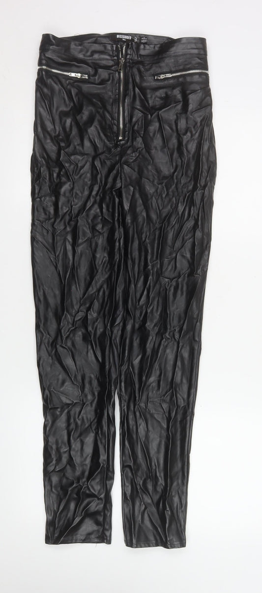 Womens UK Size 10 Missguided Slim Fit Leggings Black Trousers