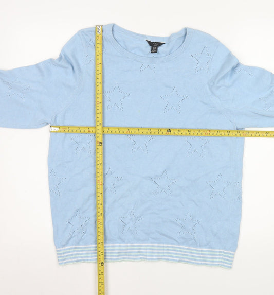 Womens UK Size 16 M&Co Blue Pullover Sweatshirt