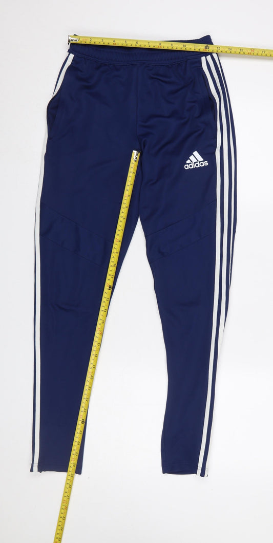 Adidas Men's Blue XS Slim Fit Jogger Trousers with Stripes