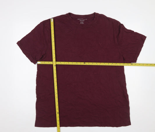 American Eagle Men's Burgundy XL Crew Neck Cotton T-Shirt