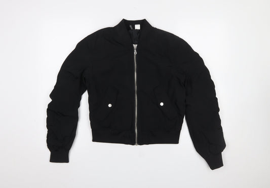 Womens UK Size 6 H&M Black Bomber Jacket