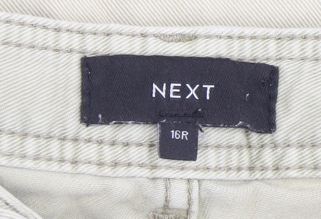 Womens UK Size 16 NEXT Regular Fit Paperbag Beige Trousers