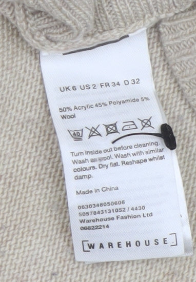 Womens UK Size 6 Warehouse Beige Pullover Jumper