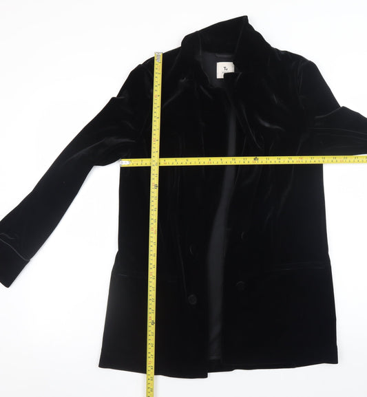 Tu Women Black Velvet Long Sleeve Button Tunic Blouse Size 12
