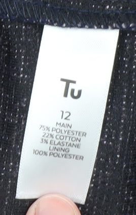 Tu Women Blue Collared Open Knit Cardigan Size 12