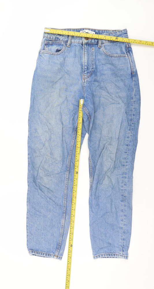 Womens UK Size 8 Zara Regular Fit Mom Blue Jeans