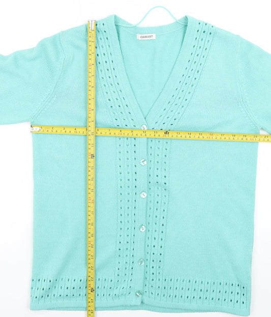 Womens UK Size 14 Damart Green Cardigan Jumper