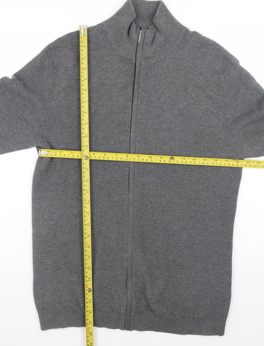 Mens UK Size M Selected Homme Grey Full Zip Jumper