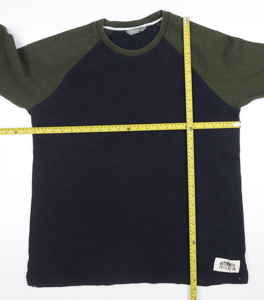 Nutmeg Men’s Blue & Green Long Sleeve Crew Neck Pullover Sweatshirt Size L