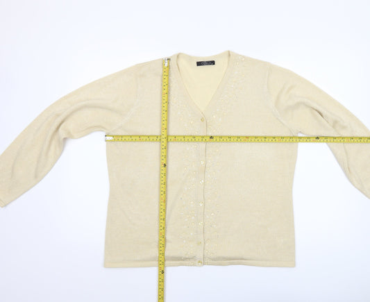 Womens UK Size M BM Beige Cardigan Jumper