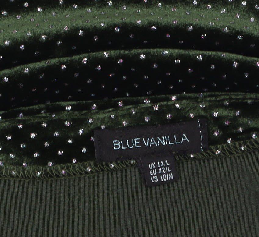 Blue Vanilla Women's Green Velvet Polka Dot Bodycon Dress Size 14