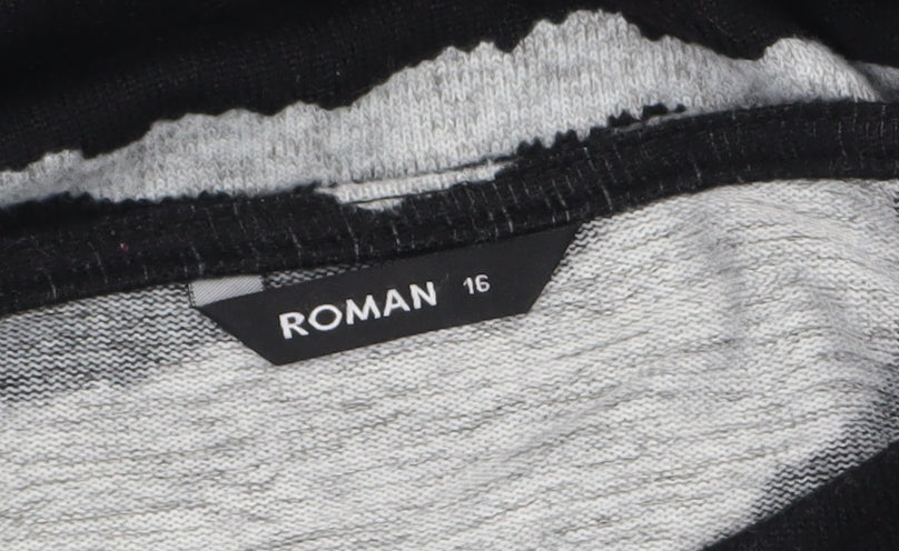 Womens UK Size 16 Roman Black Relaxed T-Shirt