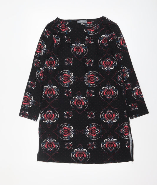 Additional front view of Principles Women's Black Floral Tunic Top, size 12, Viscose Stretch