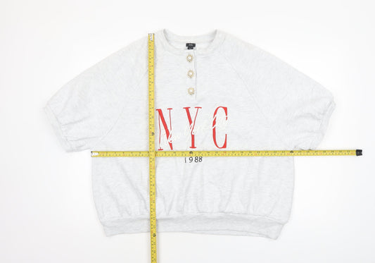 River Island Womens Grey NYC 1988 Relaxed Jersey T-Shirt Size L