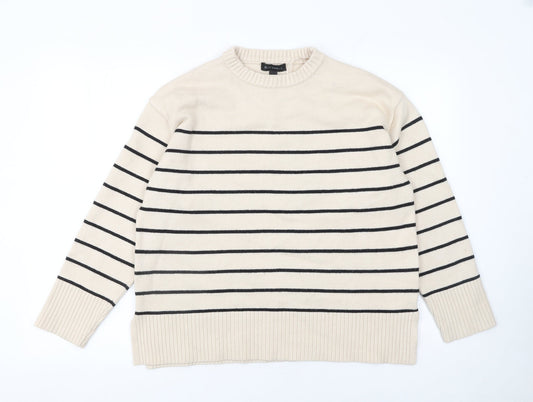 Womens UK Size L Blue Vanilla Beige Pullover Jumper