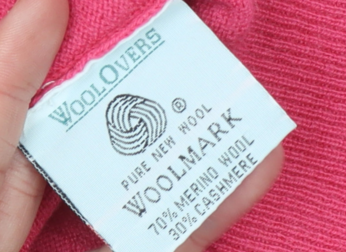 WoolOvers Women's Pink Merino Wool Cashmere Crew Neck Jumper M