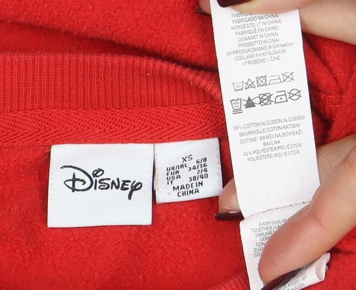 Womens UK Size XS Disney Red Pullover Sweatshirt
