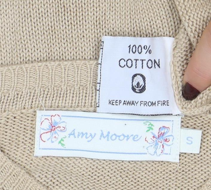 Womens UK Size S Amy Moore Beige Pullover Jumper