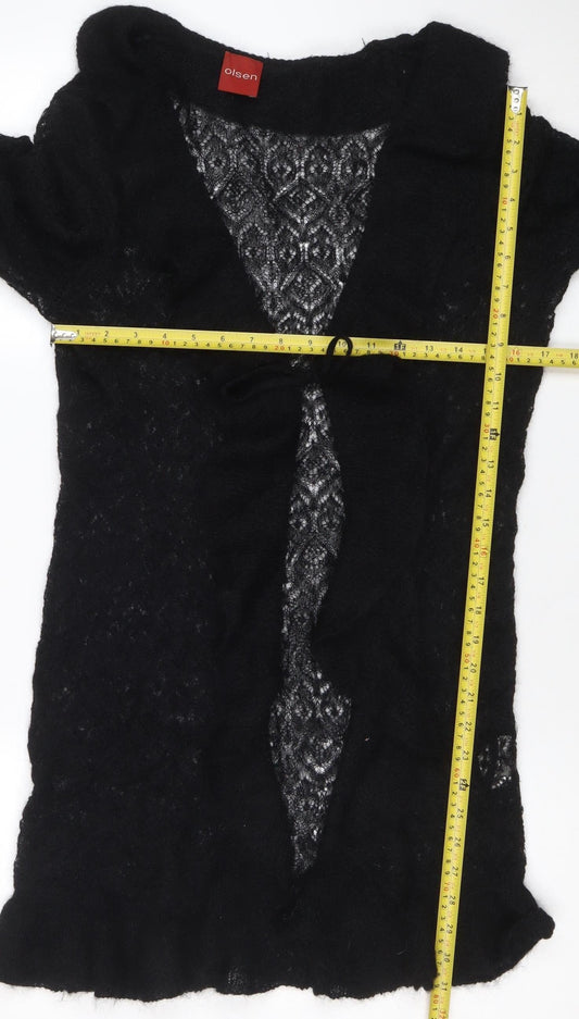 Olsen Womens Black Mohair Knit Open Cardigan Size 12