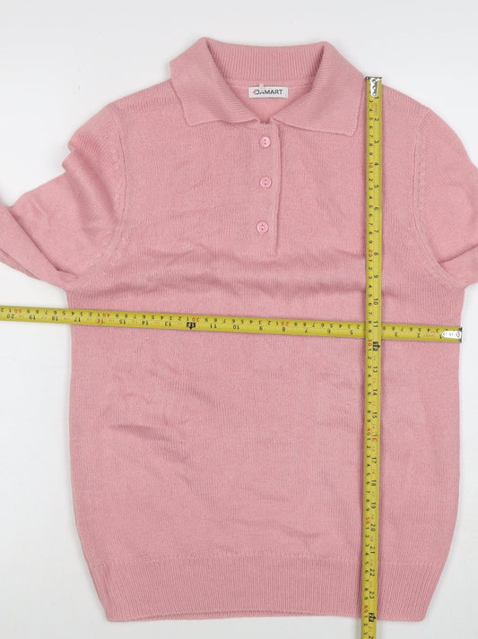Womens UK Size S Damart Pink Henley Jumper