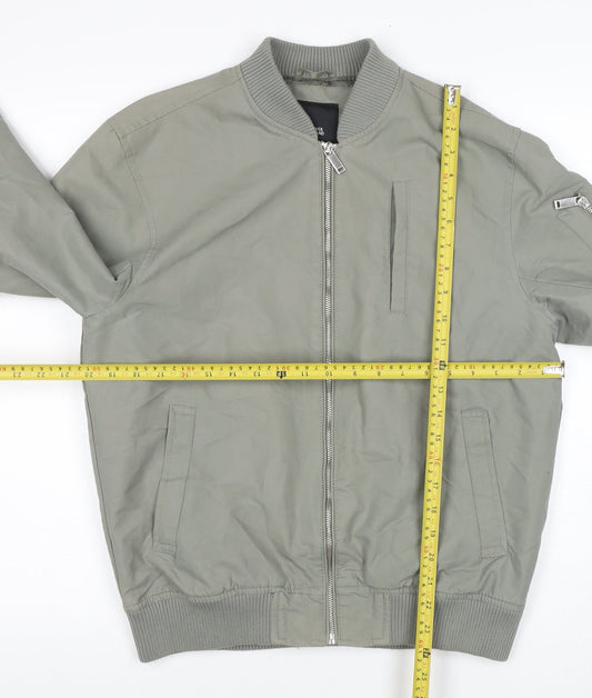 Mens UK Size M River Island Grey Bomber Jacket
