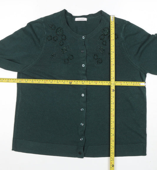 Marks and Spencer Women’s Green Beaded Cardigan Size 16