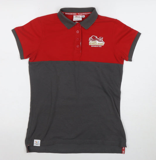 Womens UK Size 10 Team England Red Basic Polo