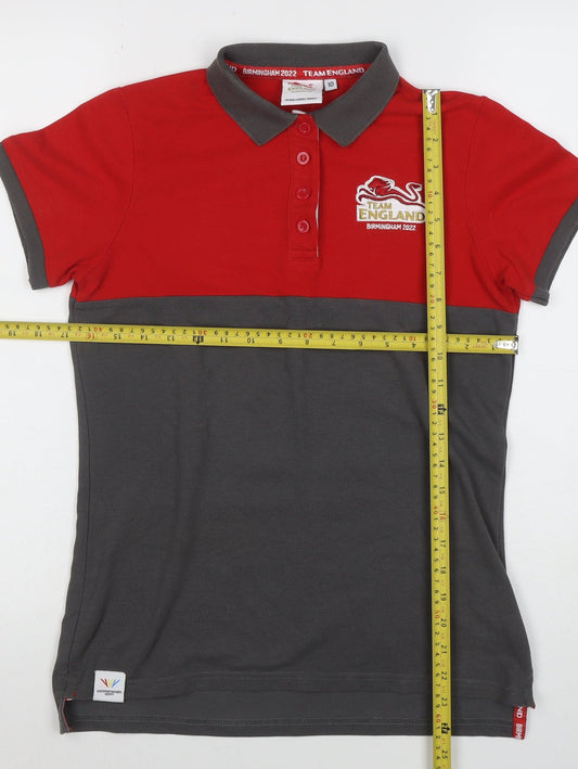 Womens UK Size 10 Team England Red Basic Polo