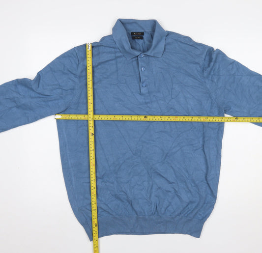 Mens UK Size XL Massimo Dutti Blue Henley Jumper