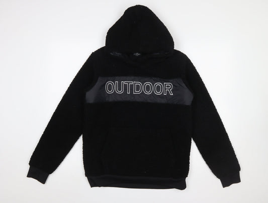 Crane Boys Black Hoodie 15-16 Years Pullover Fleece Outdoor Design