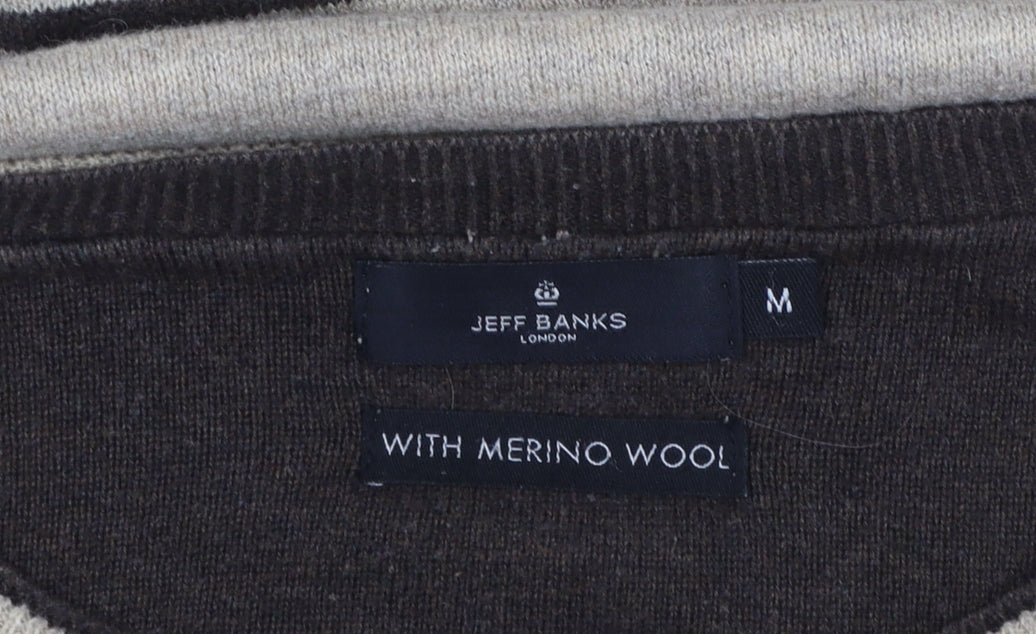Mens UK Size M Jeff Banks Beige Pullover Jumper