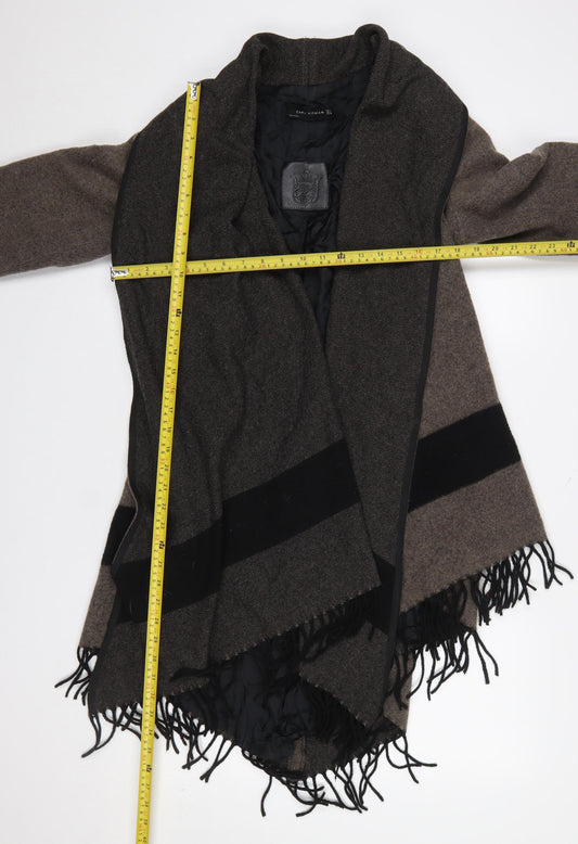 Womens UK Size L Zara Brown Wrap Jumper