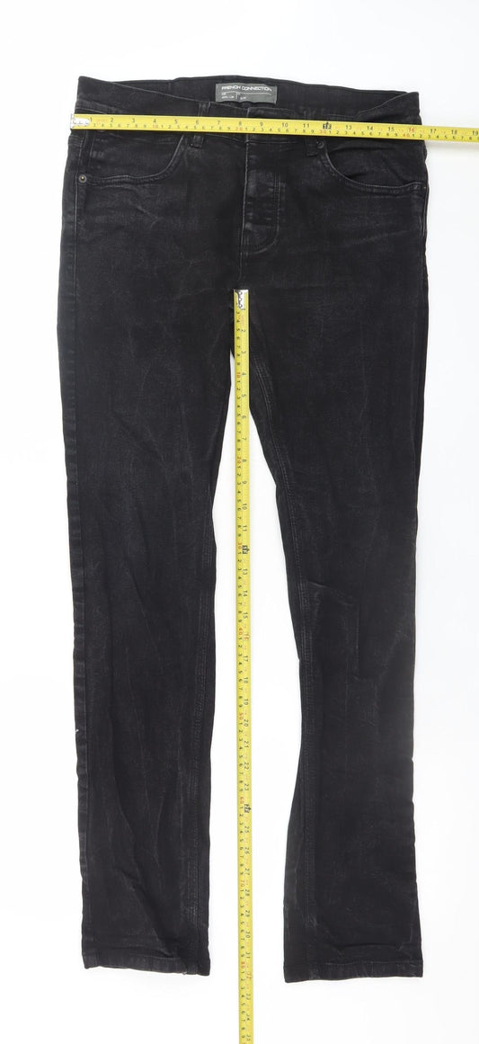 Mens UK Size L French Connection Slim Fit Straight Black Jeans
