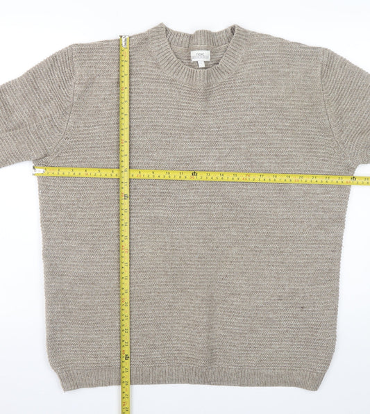 Next Men’s Beige Wool Acrylic Crew Neck Pullover Jumper Size L