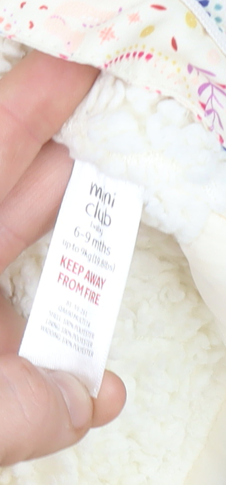 Additional view of Mini Club unisex baby beige floral hooded snowsuit 6-9 months lined winter