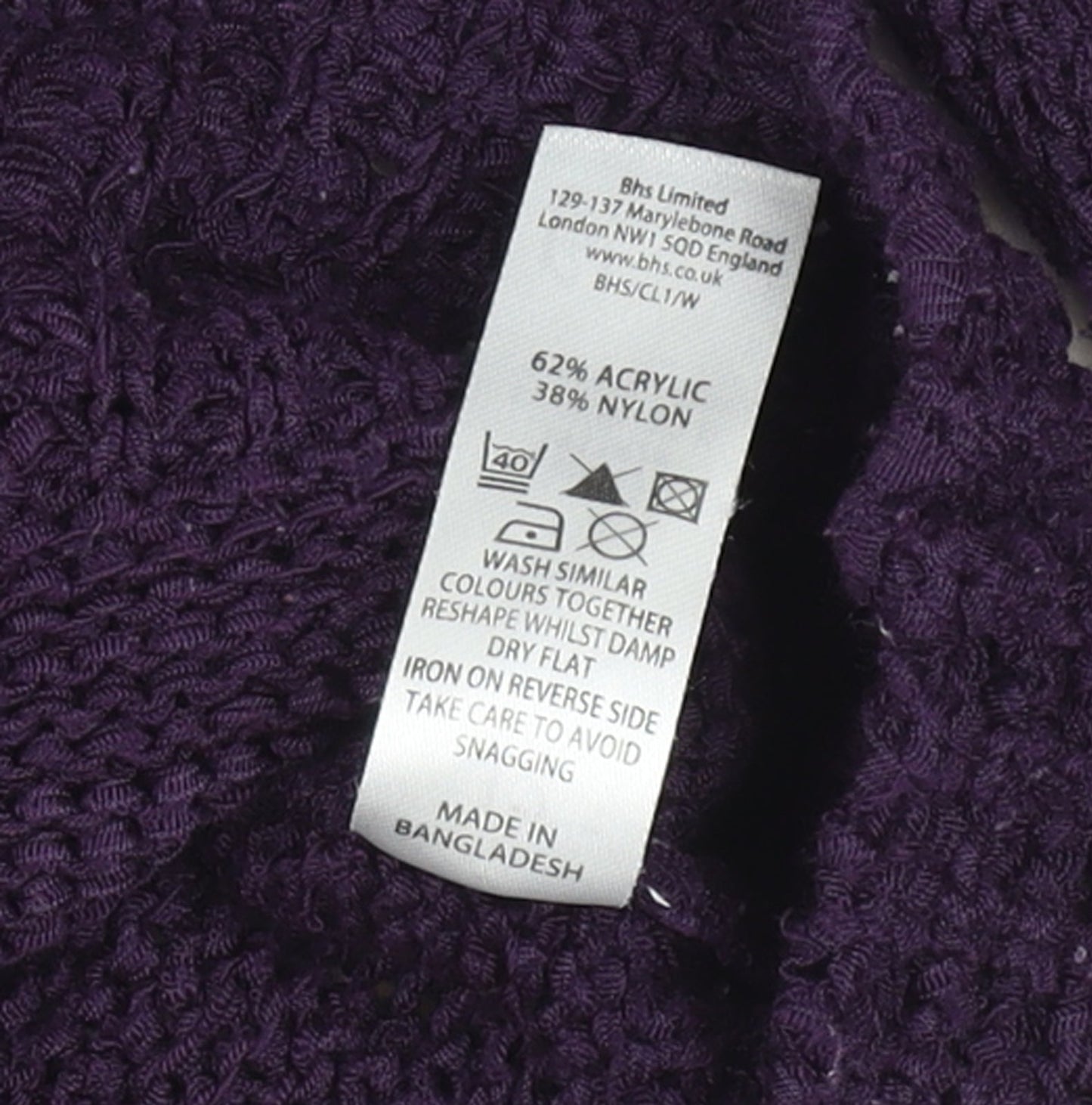 Womens UK Size 12 BHS Purple Tunic Jumper