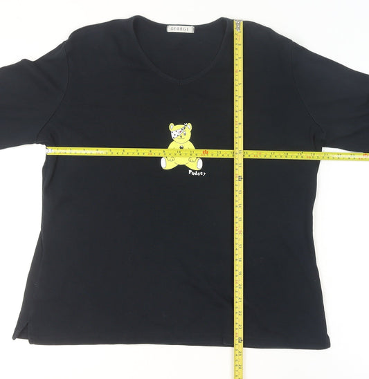 Womens UK Size 16 George Black Basic T-Shirt