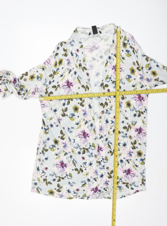 H&M Women’s Multicoloured Floral Long Sleeve Viscose Tunic Top Size 16