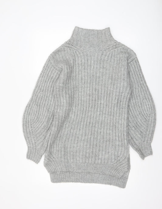 Womens UK Size 4 Miss Selfridge Grey Basic Button-Up