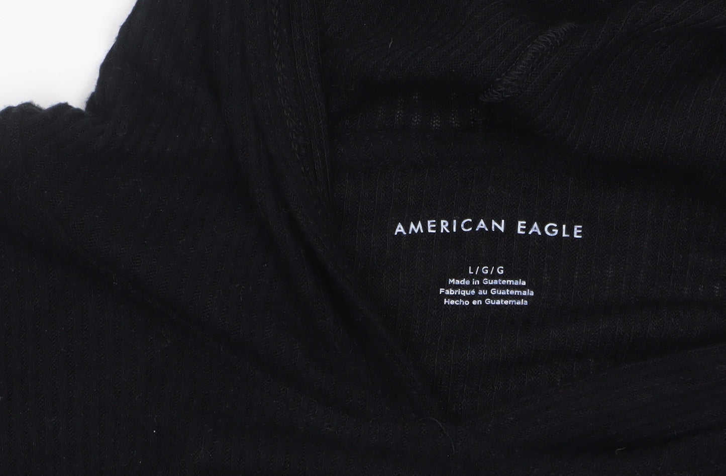Womens UK Size L American Eagle Black Cropped T-Shirt