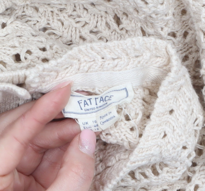 Womens UK Size 16 Fat Face Beige Pullover Jumper
