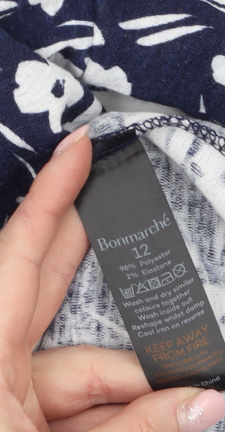 Womens UK Size 12 Bonmarché Blue Jersey T-Shirt